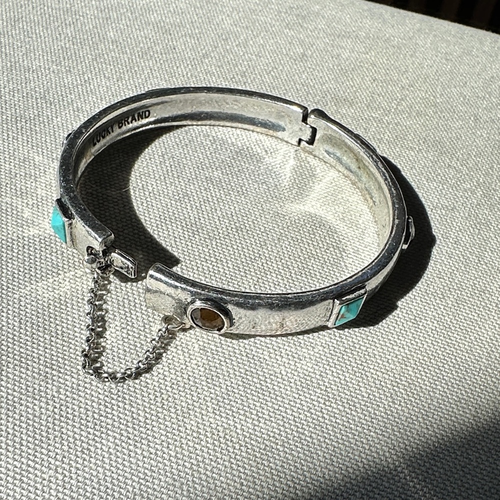 Lucky Brand Silver Tone Bracelet with Turquoise Accents